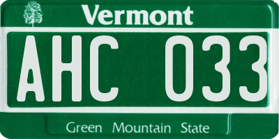 VT license plate AHC033