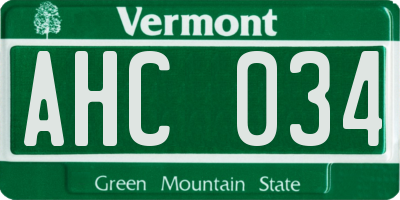 VT license plate AHC034