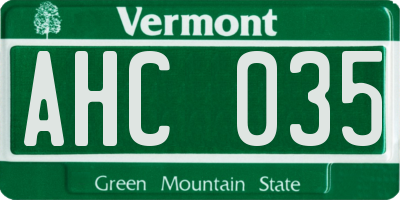 VT license plate AHC035