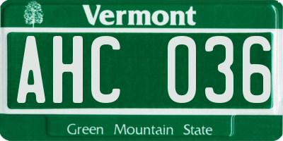 VT license plate AHC036