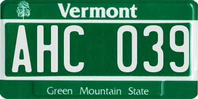 VT license plate AHC039