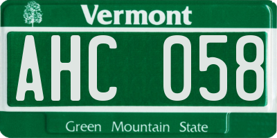VT license plate AHC058