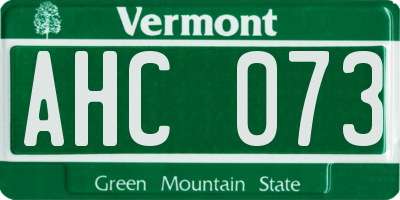 VT license plate AHC073