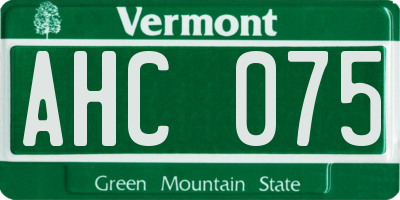 VT license plate AHC075