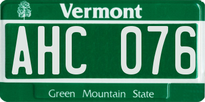 VT license plate AHC076