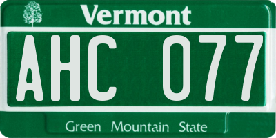 VT license plate AHC077