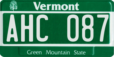 VT license plate AHC087