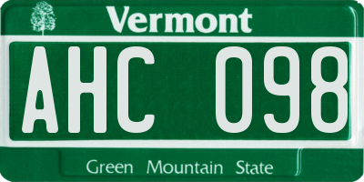 VT license plate AHC098