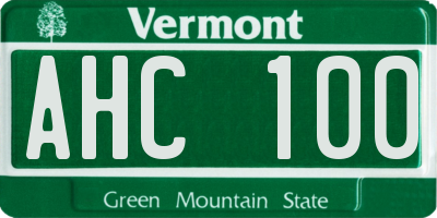 VT license plate AHC100