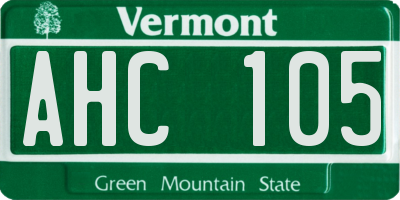 VT license plate AHC105