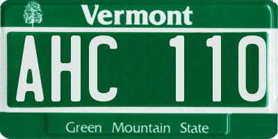 VT license plate AHC110