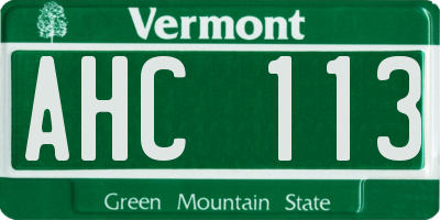 VT license plate AHC113