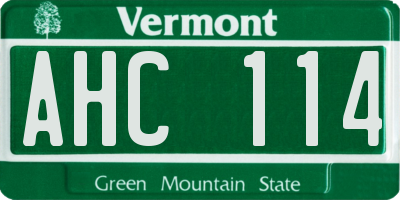 VT license plate AHC114