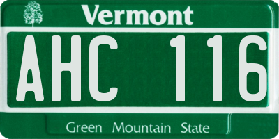 VT license plate AHC116