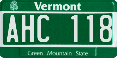 VT license plate AHC118