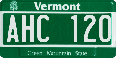 VT license plate AHC120