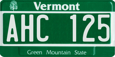 VT license plate AHC125
