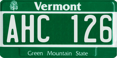 VT license plate AHC126
