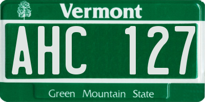 VT license plate AHC127
