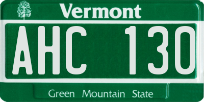 VT license plate AHC130