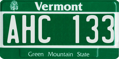 VT license plate AHC133