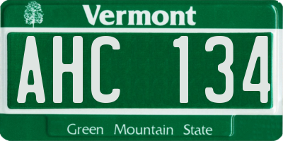 VT license plate AHC134
