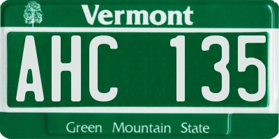 VT license plate AHC135