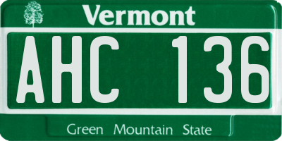 VT license plate AHC136