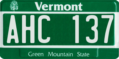 VT license plate AHC137