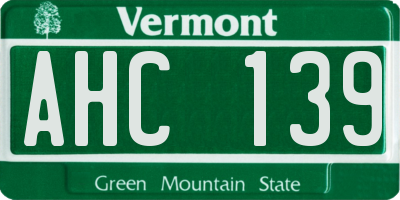 VT license plate AHC139