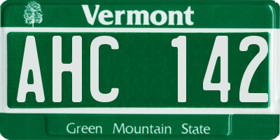 VT license plate AHC142