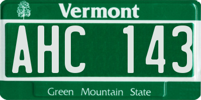 VT license plate AHC143