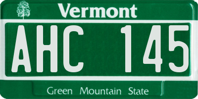 VT license plate AHC145
