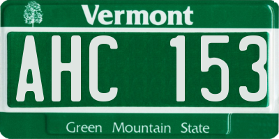 VT license plate AHC153