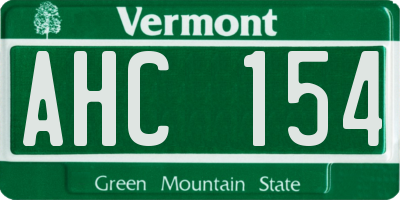 VT license plate AHC154