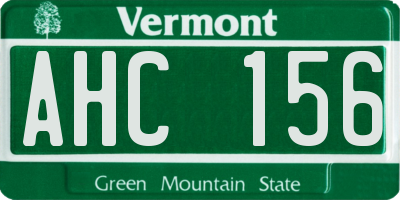 VT license plate AHC156