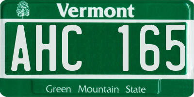 VT license plate AHC165