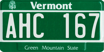 VT license plate AHC167