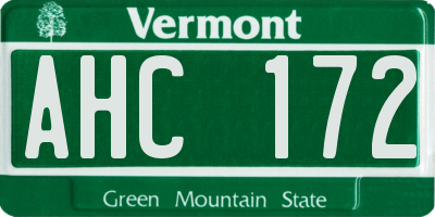 VT license plate AHC172