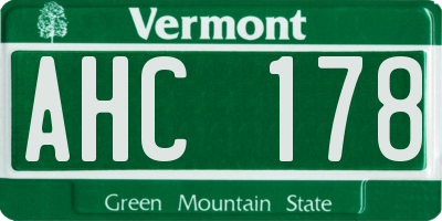 VT license plate AHC178