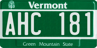 VT license plate AHC181