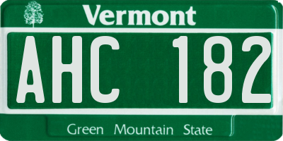 VT license plate AHC182