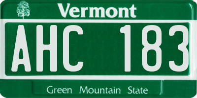 VT license plate AHC183