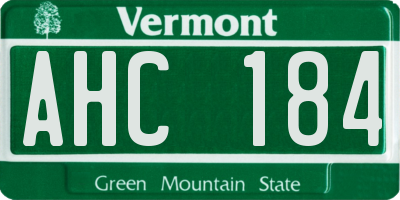 VT license plate AHC184