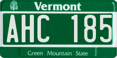 VT license plate AHC185