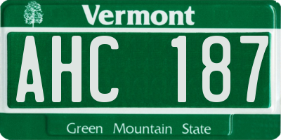 VT license plate AHC187