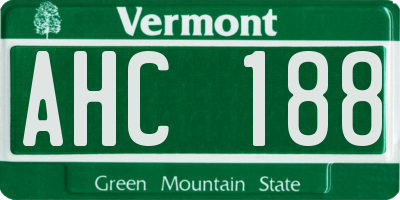 VT license plate AHC188
