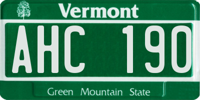 VT license plate AHC190