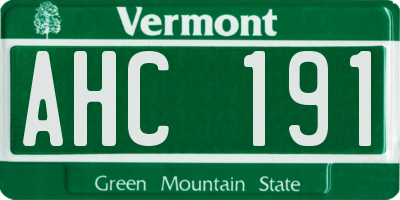 VT license plate AHC191