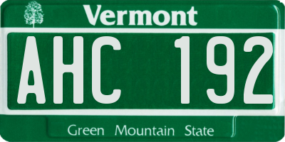 VT license plate AHC192
